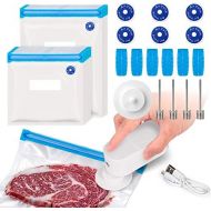 [아마존베스트]Tailiqi Sous Vide Bag Set, 30 Reusable Vacuum Bags with Electric Pump, 6 Sealing Clips, 6 Air Valve Stickers, Total 48 Vacuum Sealer Ideal for Food Storage