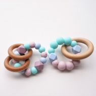 TailoredTotsBT Rattle Ring Teether // Double Teething Ring // Customizable Rattle Teething Toy