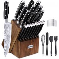 Taimasi Knife set, 23 Pcs Kitchen Knife Set with Block & Sharpener Rod, High Carbon Stainless Steel Chef knife set, Ultra Sharp, Full-Tang Design
