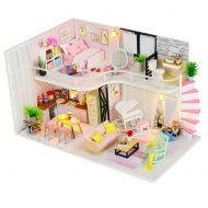 Taimot Dollhouse Miniature DIY House with LED Light, Annas Pink Melody DIY House Kit Creative...