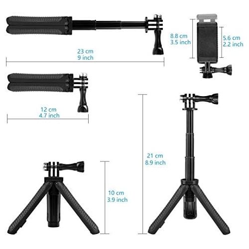  Taisioner Mini Selfie Stick Tripod Kit Two in One Compatible with GoPro AKASO Action Camera and Cell Phone Accessories