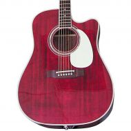 Takamine},description:John wanted increased sensitivity from his instrument. Takamines answer was scalloped top bracing, a solid spruce top, and bubinga back and sides. A gloss red