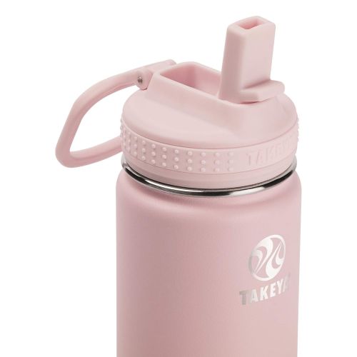  Takeya 51141 Actives Kids Insulated Stainless Steel Bottle w/Straw Lid, 14oz, Blush
