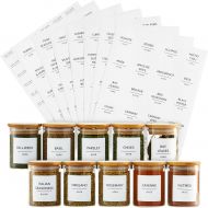 Talented Kitchen 184 Spice Jar Labels Preprinted, Minimalist Black Text on White Square Seasoning Stickers with Names, Numbers, Expiration Date for Herb and Spice Rack Organization (Water Resistant