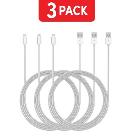  Micro USB Cable 6ft (3 Pack) by TalkWorks | Braided Heavy Duty Android Phone Charger Cord | Fast Data Charging Cable | Samsung Galaxy S6 / S7, Fire Tablet, Kindle, PS4, Bluetooth S