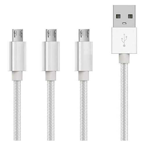  Micro USB Cable 6ft (3 Pack) by TalkWorks | Braided Heavy Duty Android Phone Charger Cord | Fast Data Charging Cable | Samsung Galaxy S6 / S7, Fire Tablet, Kindle, PS4, Bluetooth S