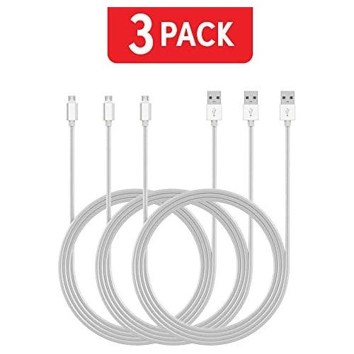  Micro USB Cable 6ft (3 Pack) by TalkWorks | Braided Heavy Duty Android Phone Charger Cord | Fast Data Charging Cable | Samsung Galaxy S6 / S7, Fire Tablet, Kindle, PS4, Bluetooth S