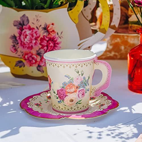  Talking Tables TS6-CUPSET-VINTAGE Truly Scrumptious Mixed Vintage Designs 12Pk Cup With Handle & Saucers Set Papier mehrfarbig