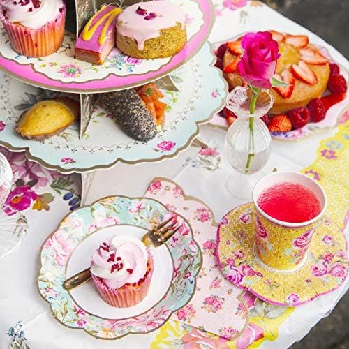  Talking Tables TS6-CUPSET-VINTAGE Truly Scrumptious Mixed Vintage Designs 12Pk Cup With Handle & Saucers Set Papier mehrfarbig