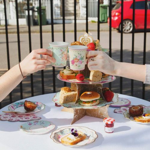  Talking Tables TS6-CUPSET-VINTAGE Truly Scrumptious Mixed Vintage Designs 12Pk Cup With Handle & Saucers Set Papier mehrfarbig