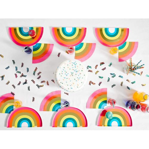  Talking Tables RAIN Happy Birthday Rainbow Shaped Plate, With Foil (12Pk), Papier, Gold and Mixed Colors