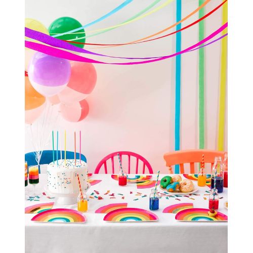  Talking Tables RAIN Happy Birthday Rainbow Shaped Plate, With Foil (12Pk), Papier, Gold and Mixed Colors