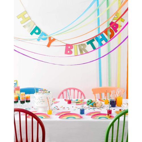  Talking Tables RAIN Happy Birthday Rainbow Shaped Plate, With Foil (12Pk), Papier, Gold and Mixed Colors