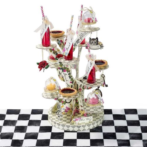  Talking Tables Truly Alice in Wonderland; Happchenstand fuer Teekranzchen, Hochzeiten und Geburtstagspartys, Verrueckte Hutmacher-Party, Bunt, Hoehe 59 cm; Durchmesser 24 cm