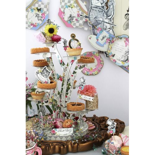  Talking Tables Truly Alice in Wonderland; Happchenstand fuer Teekranzchen, Hochzeiten und Geburtstagspartys, Verrueckte Hutmacher-Party, Bunt, Hoehe 59 cm; Durchmesser 24 cm