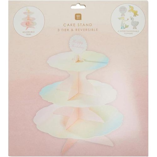  Talking Tables We Heart Pastels, 3 Tier Reversible Cake Stand, Paper, H37.5 x W30cm (complete with 4 different toppers)