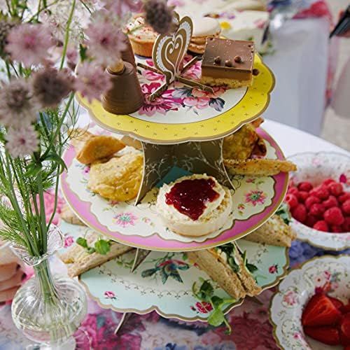  Talking Tables Truly Scrumptious Tea Party Floral Cake Stand Height 36cm, 14