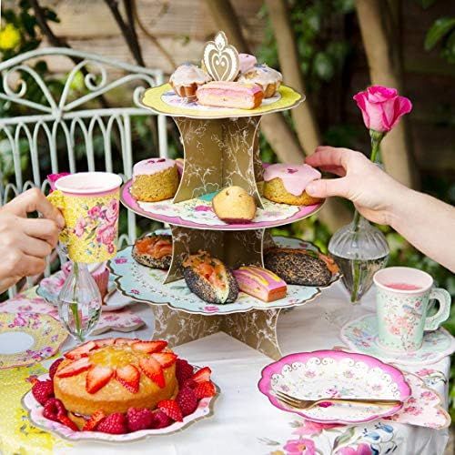  Talking Tables Truly Scrumptious Tea Party Floral Cake Stand Height 36cm, 14