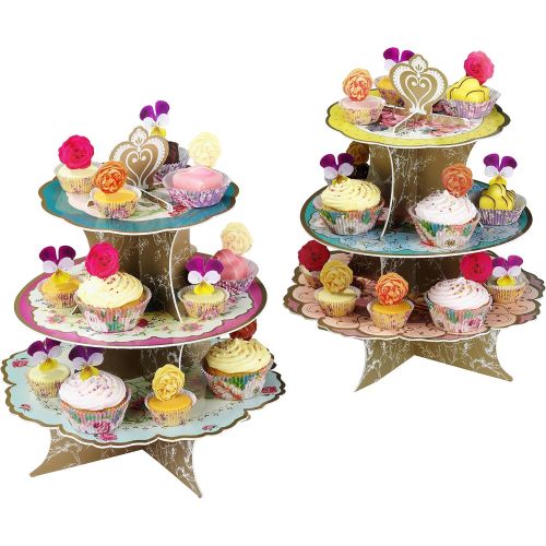  Talking Tables Truly Scrumptious Tea Party Floral Cake Stand Height 36cm, 14