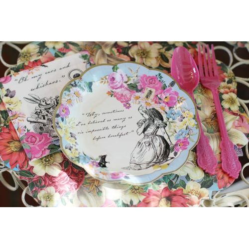  Talking Tables Truly Alice Disposable Plates, 12 Count, 7.3 inches for Tea Party or Birthday