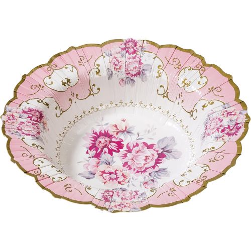  Talking Tables Truly Scrumptious Vintage Floral Paper Bowls in 2 Designs for a Tea Party or Birthday, Blue/Pink (24 Pack)