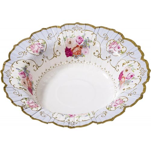  Talking Tables Truly Scrumptious Vintage Floral Paper Bowls in 2 Designs for a Tea Party or Birthday, Blue/Pink (24 Pack)