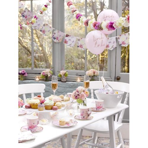  Talking Tables BG-CUPSET Blossom Party Paper Tea Cups, Pack of 12, Height 8cm, 3, Pink and Gold