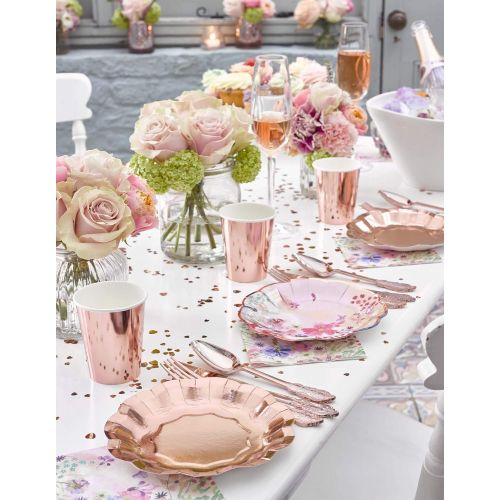  Talking Tables BG-CUPSET Blossom Party Paper Tea Cups, Pack of 12, Height 8cm, 3, Pink and Gold