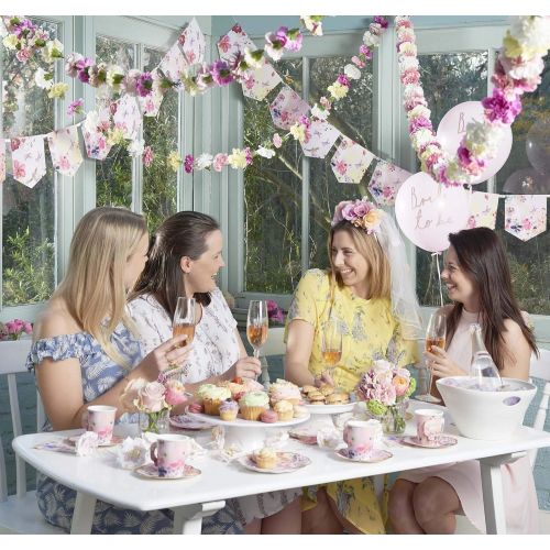 Talking Tables BG-CUPSET Blossom Party Paper Tea Cups, Pack of 12, Height 8cm, 3, Pink and Gold