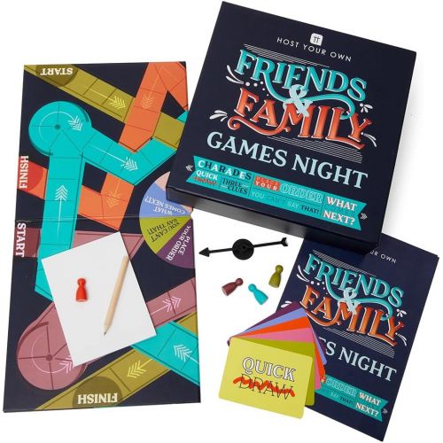  Talking Tables Friends & Family Game Night 6 Classic Party Games Including Charades, Quick Draw and Three Clues Acting, Singing, Drawing and General Knowledge Questions for Kids, A