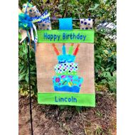 TallahatchieDesigns Birthday Garden Flag , Birthday Cake Flag, Happy Birthday Flag, Customized Birthday Flag ,Boys Birthday Party Decor ,Birthday Signs