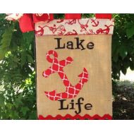 TallahatchieDesigns Anchor Flag, Lake Life, Yard Flag, Lake Life Garden Flag, Burlap Camper Flag ,Lake Decor , Summer Garden Flags, Spring Flags, Nautical Flag