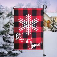 TallahatchieDesigns Buffalo Plaid Flags, Snowflake Flags, Red Plaid Christmas Flag, Let It Snow Yard Flag