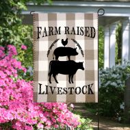 TallahatchieDesigns Buffalo Plaid Farm Flags, Cow flag, Pig Yard Flag, Chicken garden Flags, Farm Raised Livestock Flags, Spring Yard Flags, Farm Animals