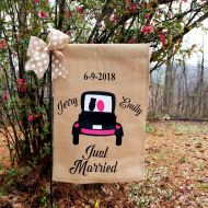 TallahatchieDesigns Just Married Flag , Wedding Date , Wedding Flags , Bride And Groom Flag, Personalized Wedding Gifts