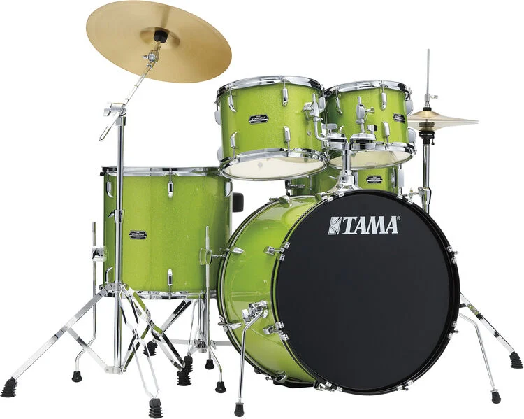  Tama Stagestar 5-piece Complete Drum Set - Lime Green Sparkle