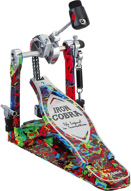  Tama 50th-anniversary Limited Iron Cobra Power Glide Kick Pedal - Marble Psychedelic Rainbow