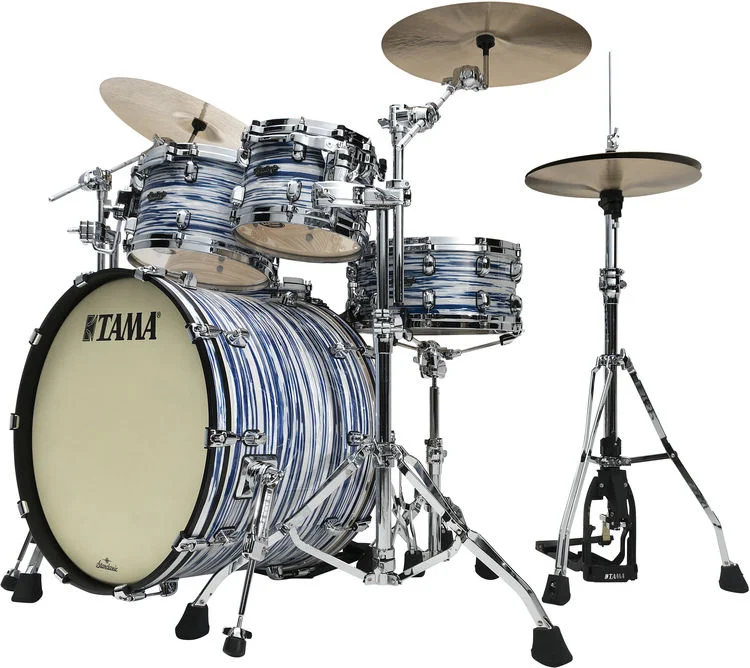  Tama Starclassic Maple MR42TZS 4-piece Shell Pack - Blue and White Oyster with Chrome Hardware