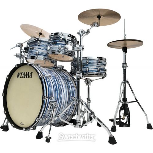  Tama Starclassic Maple MR42TZS 4-piece Shell Pack - Blue and White Oyster with Chrome Hardware