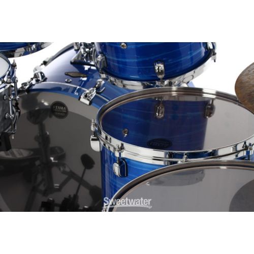  Tama Starclassic Walnut/Birch WBS52LS 5-piece Shell Pack - Lacquer Ocean Blue Ripple