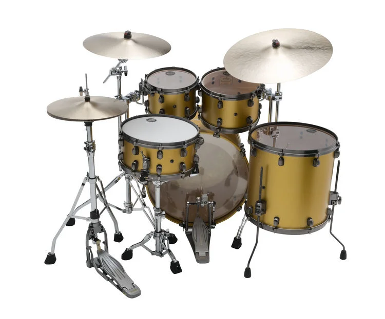 Tama Starclassic Maple MA42TZUS 4-piece Shell Pack - Satin Aztec Gold with Smoked Black Nickel Hardware