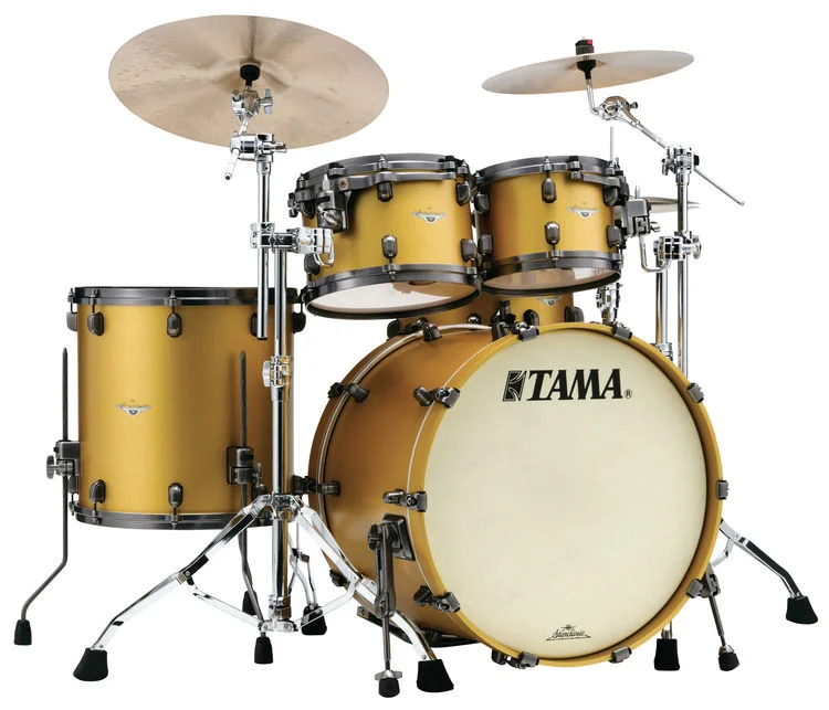  Tama Starclassic Maple MA42TZUS 4-piece Shell Pack - Satin Aztec Gold with Smoked Black Nickel Hardware