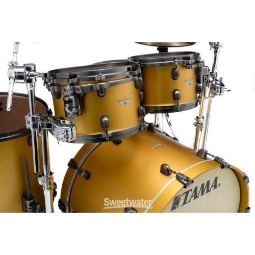  Tama Starclassic Maple MA42TZUS 4-piece Shell Pack - Satin Aztec Gold with Smoked Black Nickel Hardware