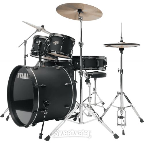  Tama Imperialstar IE52C 5-piece Complete Drum Set with Snare Drum and Meinl Cymbals - Blacked Out Black