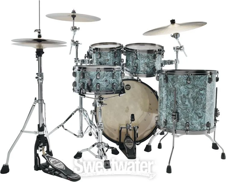  Tama Starclassic Maple MR42TZUS 4-piece Shell Pack - Sky Blue Swirl with Smoked Black Nickel Hardware