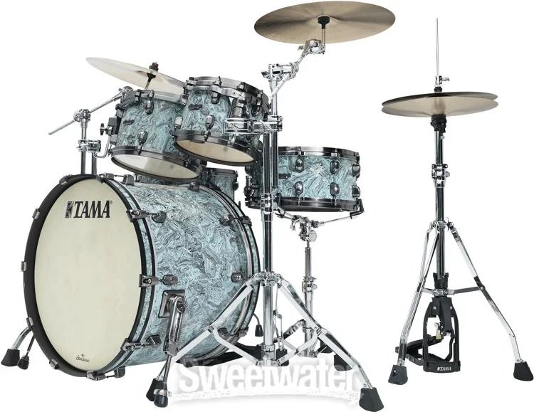  Tama Starclassic Maple MR42TZUS 4-piece Shell Pack - Sky Blue Swirl with Smoked Black Nickel Hardware