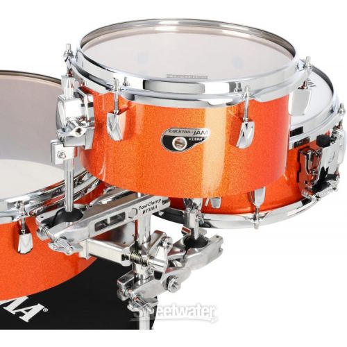  Tama Cocktail Jam CJB46 4-piece Shell Pack with Snare Drum - Bright Orange Sparkle Demo