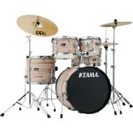 Tama Imperialstar IE50C 5-piece Complete Drum Set with Snare Drum and Meinl Cymbals - Natural Zebrawood Wrap