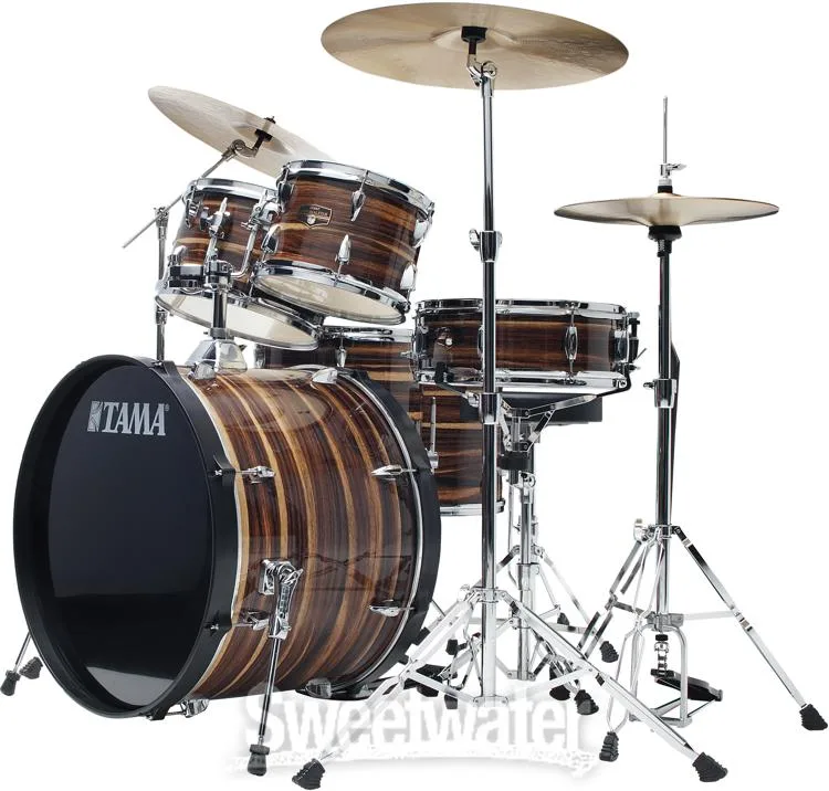  Tama Imperialstar IE62C 6-piece Complete Drum Set with Snare Drum and Meinl Cymbals - Coffee Teak Wrap