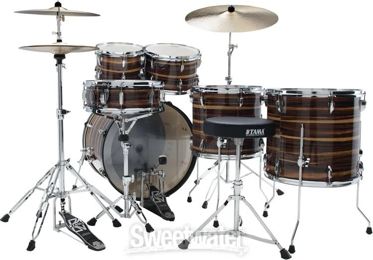  Tama Imperialstar IE62C 6-piece Complete Drum Set with Snare Drum and Meinl Cymbals - Coffee Teak Wrap